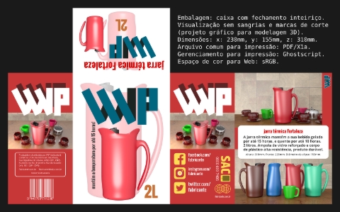 Projeto gráfico em 3D, embalagem garrafa térmica Luxor.