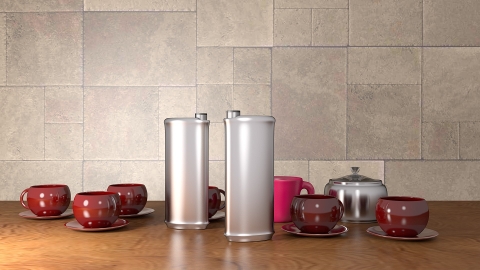 Design de produto em 3D, garrafa térmica Castelinho.