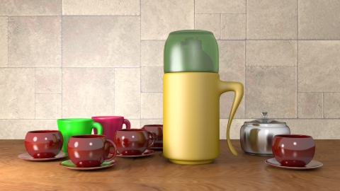 Design de produto em 3D, garrafa térmica Luxor.